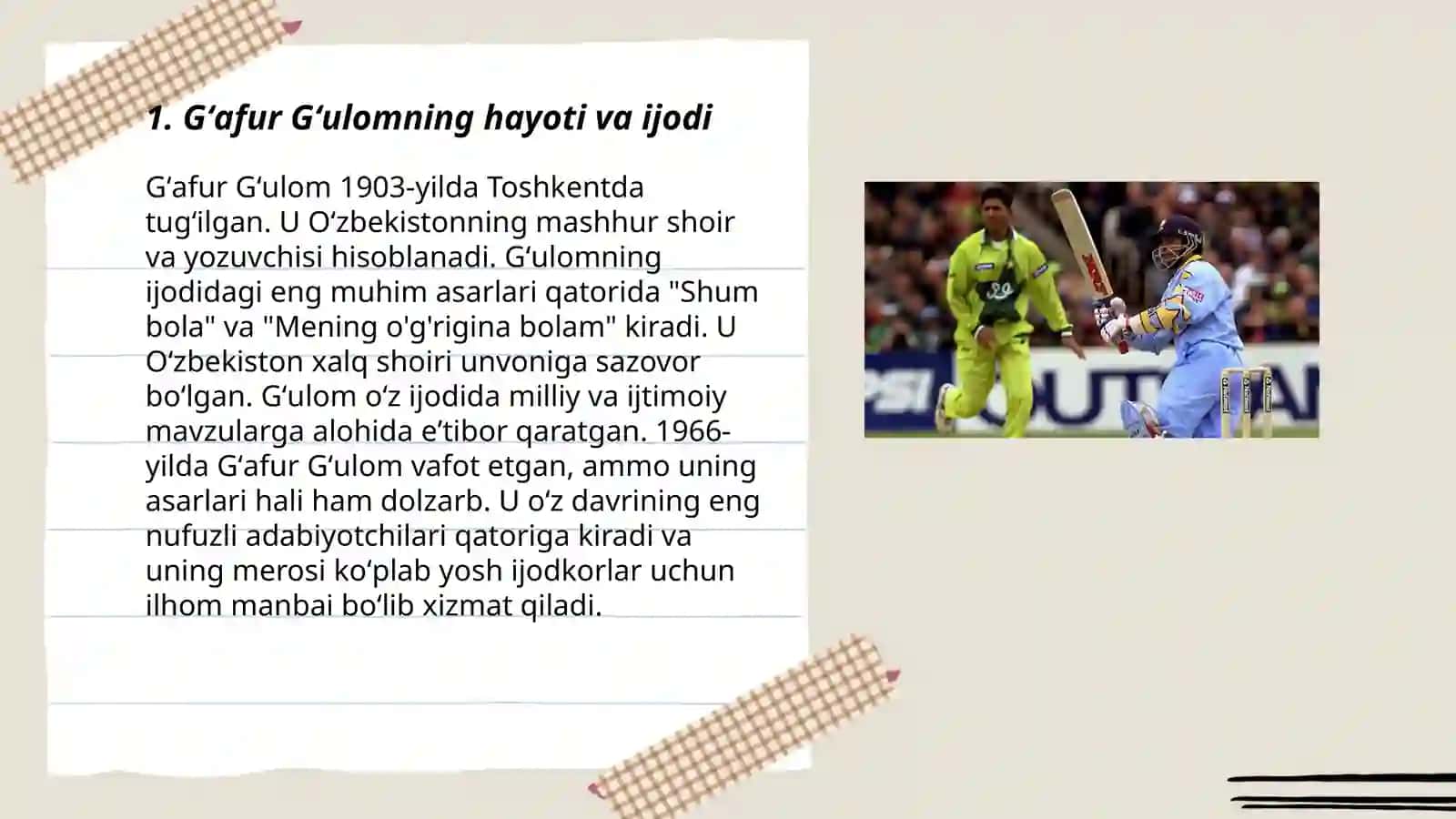 G’afur G’ulomning ijodi haqida 3