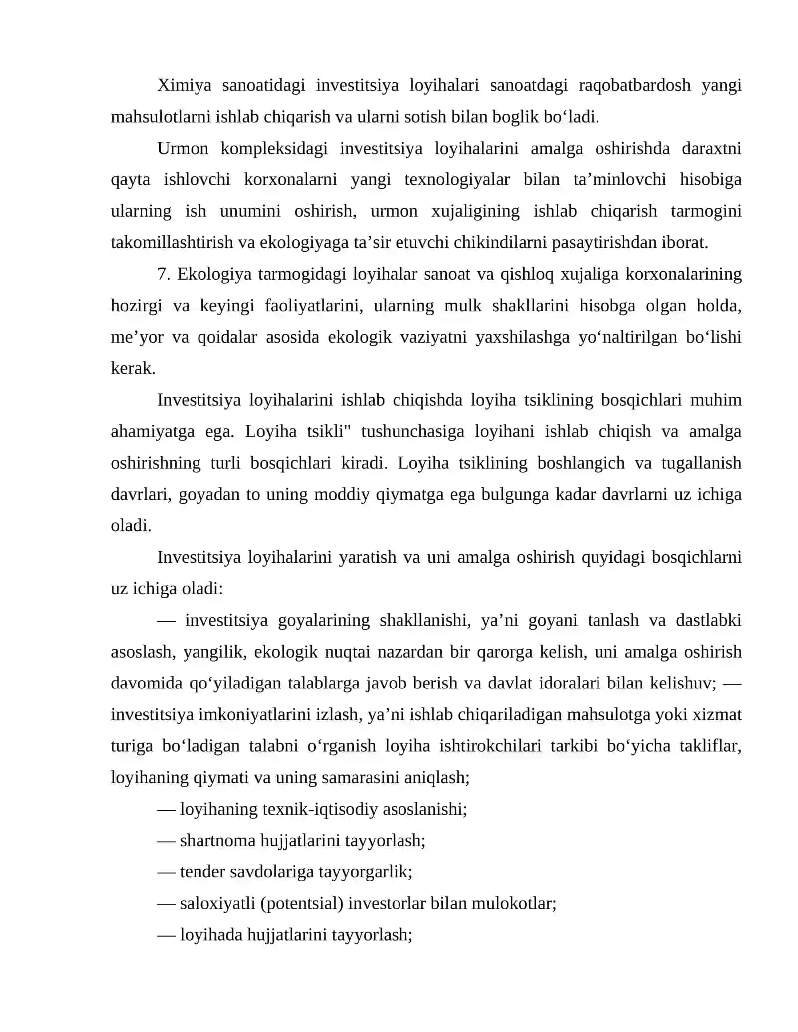 Investitsiya loyihasini ishlab chiqish bosqichlari 3