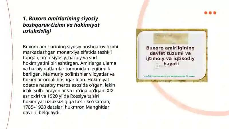 Buxoro amirligining siyosati, ijtimoiy-iqtisodiy hayoti 3