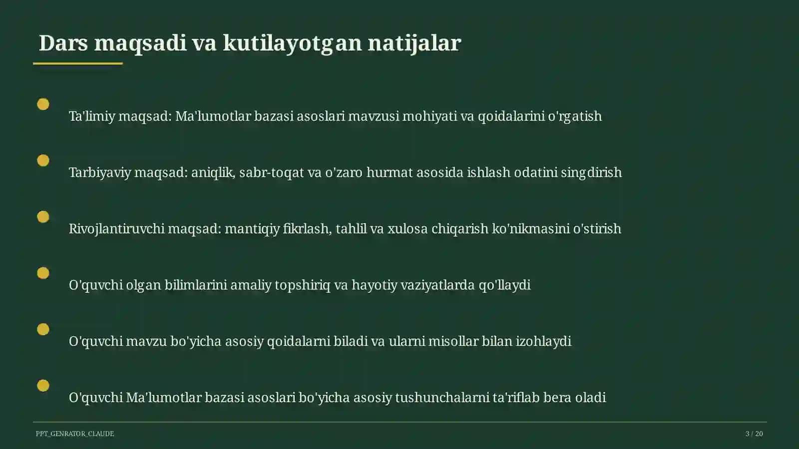 Ma'lumotlar bazasi asoslari (9-sinf) 3