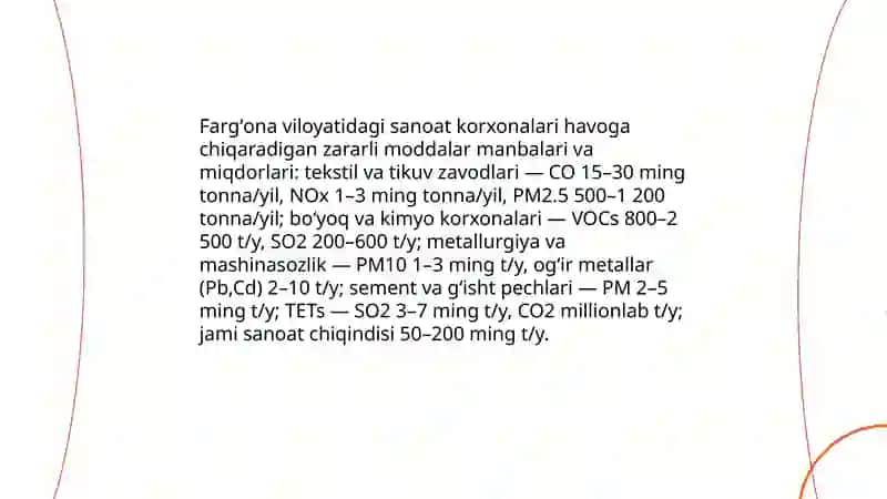 Fargʻona viloyatidagi sanoat korxonalarining ekologiyaga ta'siri 3