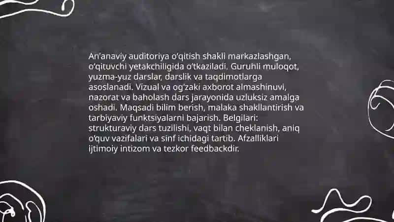 Taʼlim tizimida oʻqitish shakllari, ularning xususiyatlari, belgilari va funksiyalarini oʻrganish va tahlil qilish 3