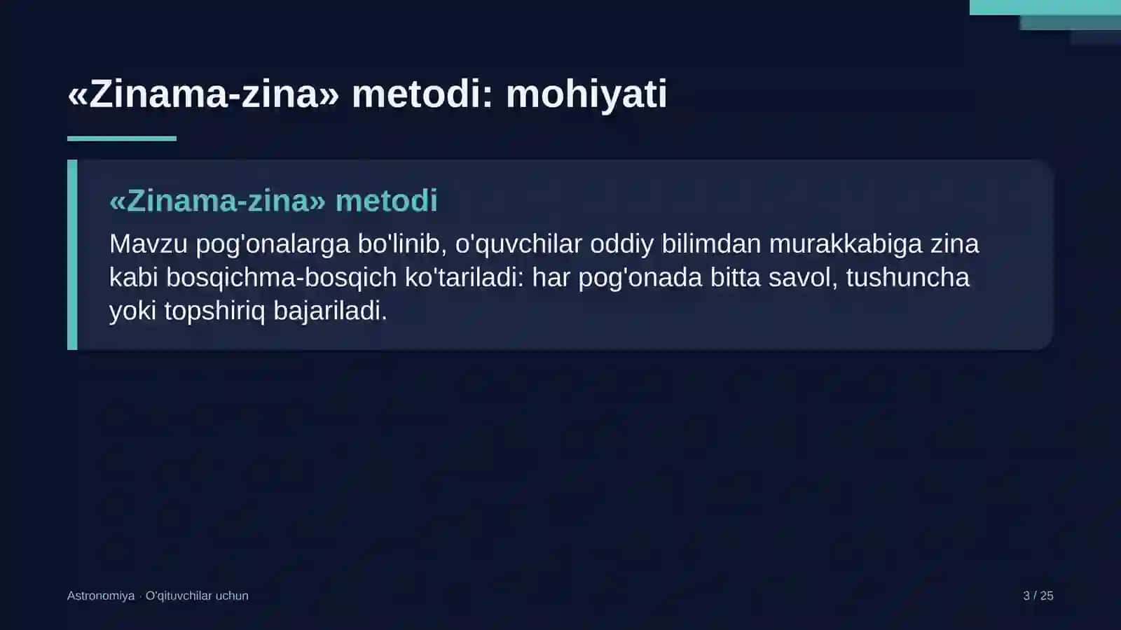 astronomiya darslarida zinama zina metodidan foydalanish 2878 3