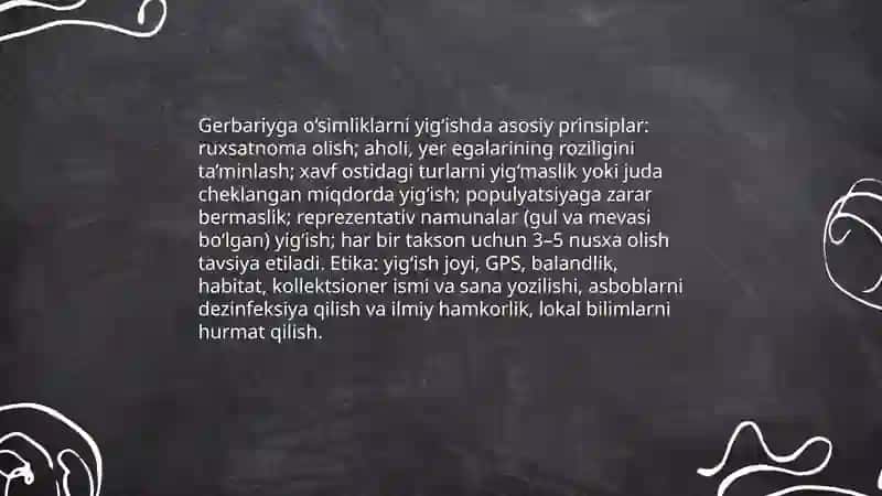Gerbariy tayyorlash va tayyorlash usullari haqida ma'lumot berish 3