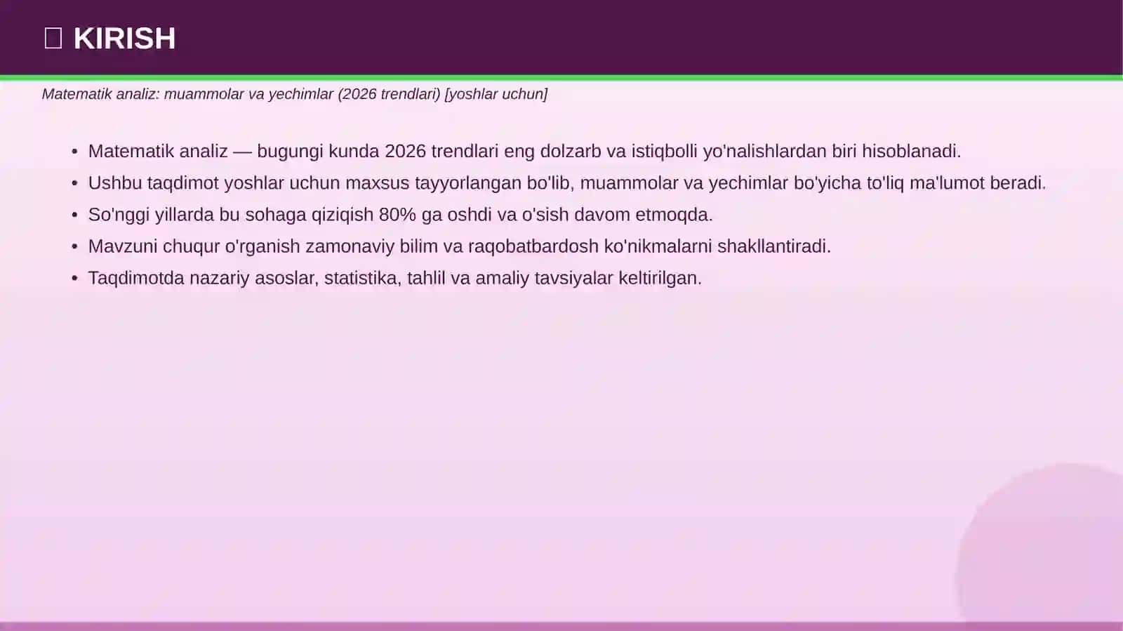 Matematik analiz: Muammolar va yechimlar (2026 trendlari) 3