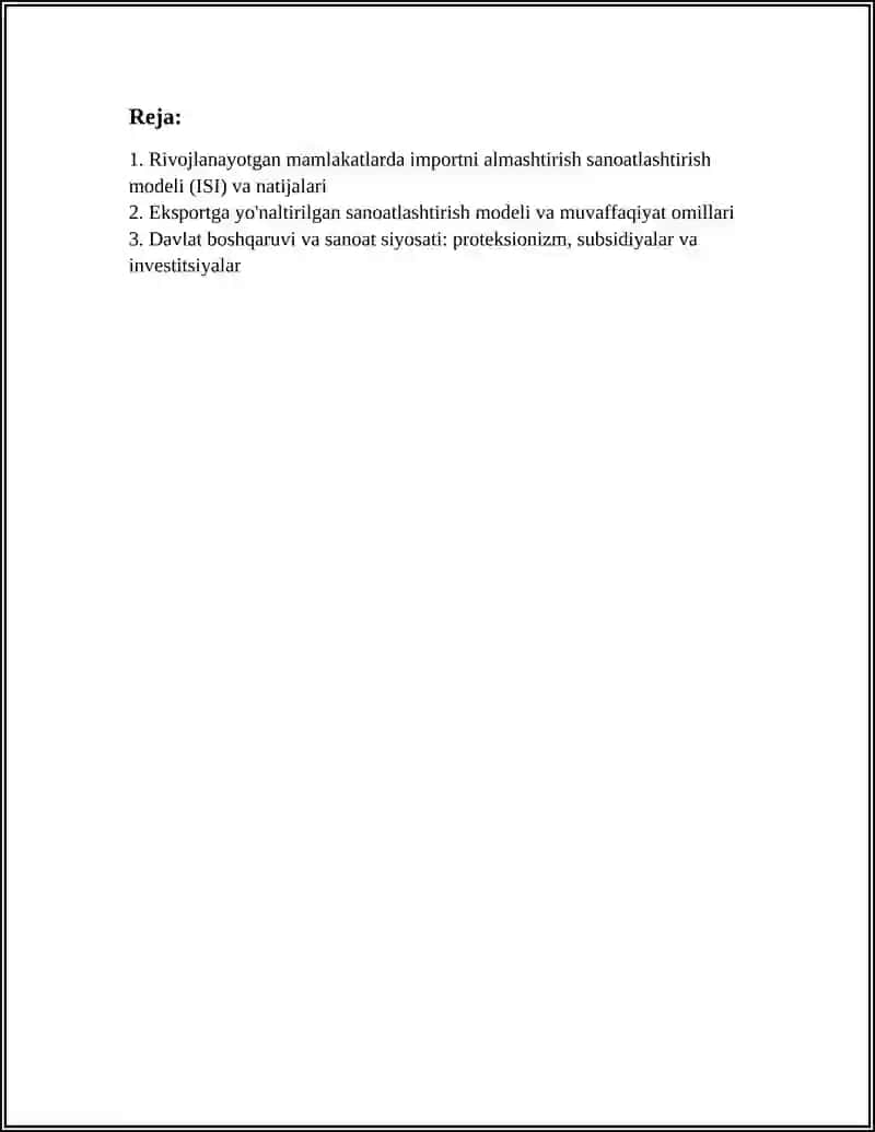 Rivojlanayotgan Mamlakatlarning Sanoatlashish Modellari 3