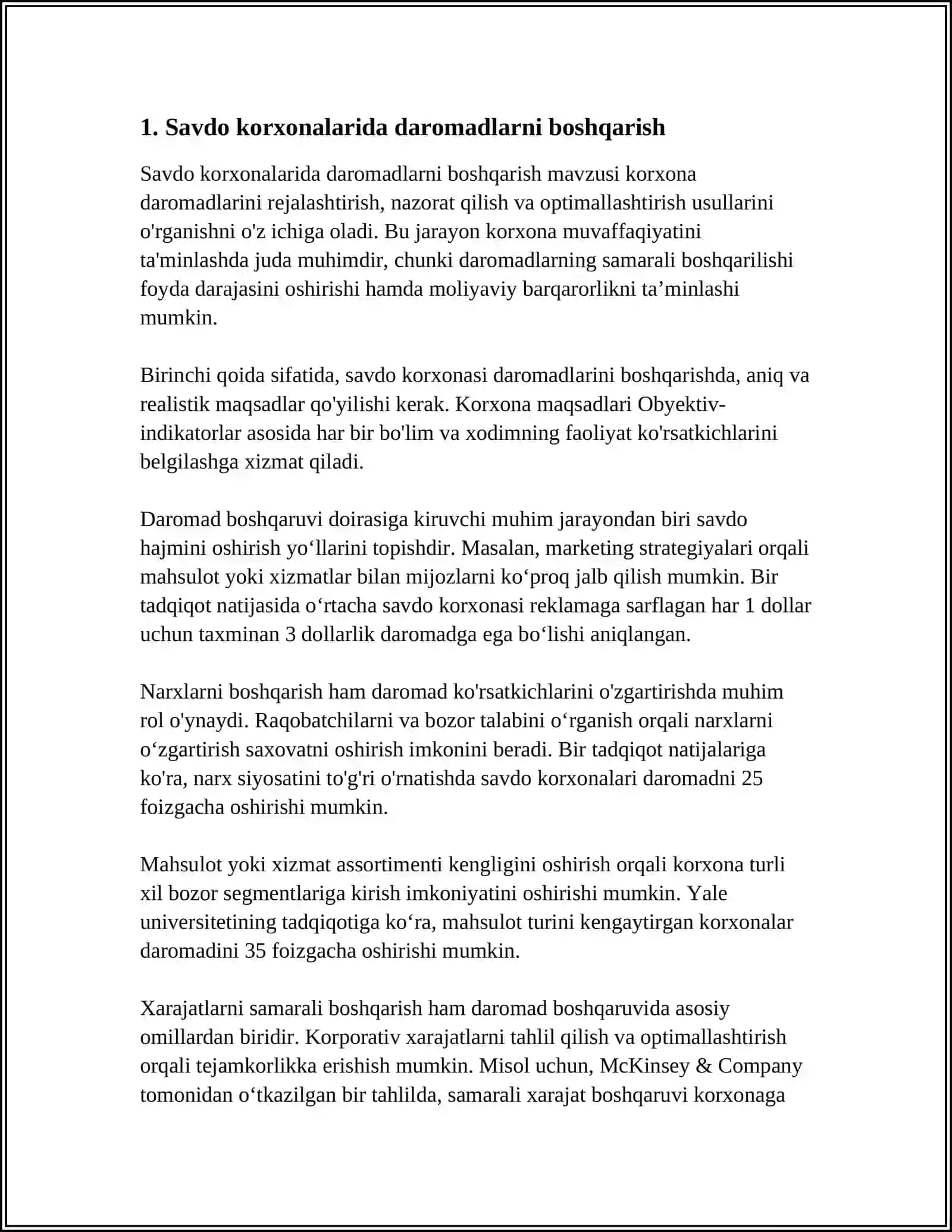 SAVDO KORXONALARIDA DAROMADLAR HARAKATLAR VA YAKUNIY MOLIYAVIY NATIJALAR HISOBI 3