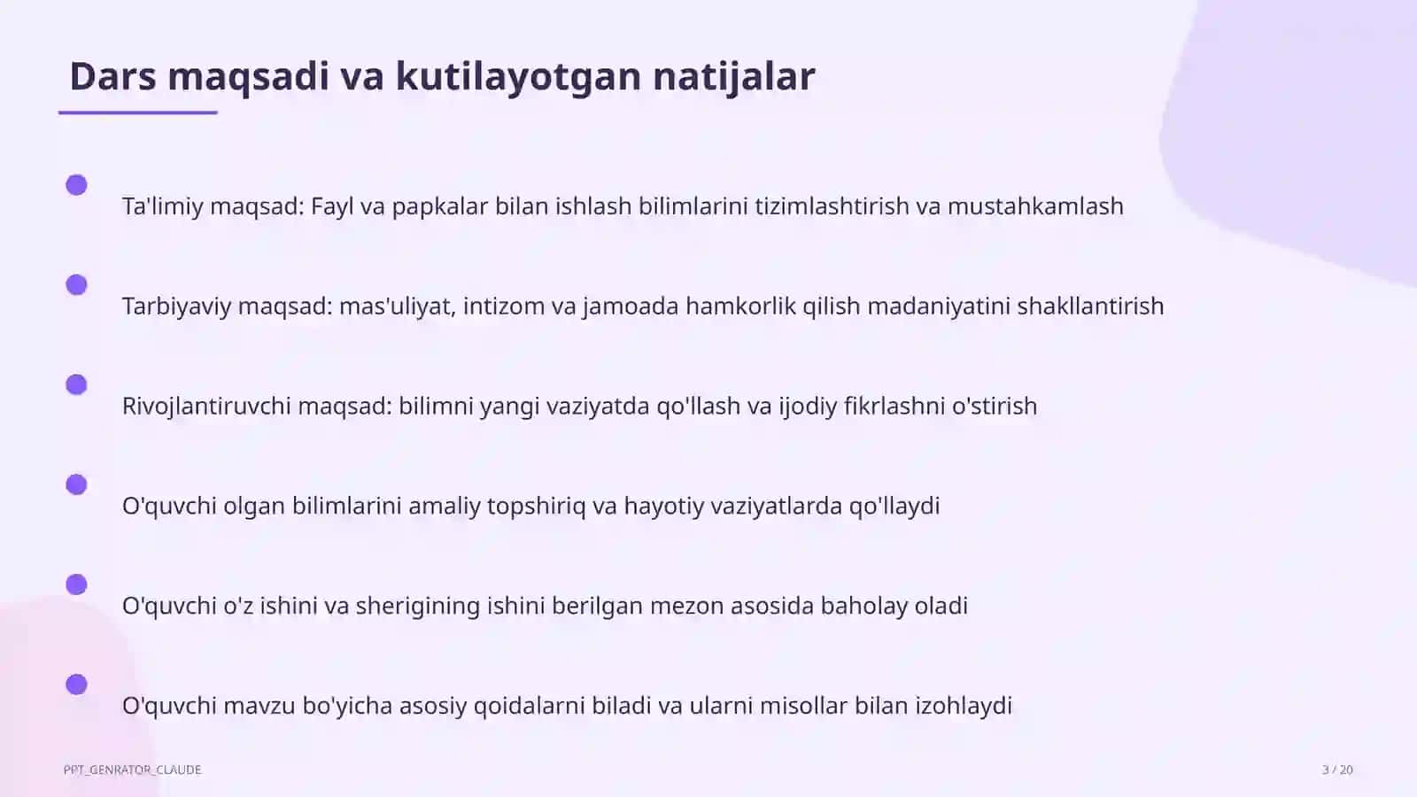 Fayl va papkalar bilan ishlash (5-sinf) - Informatika va axborot texnologiyalari (5–11) — o'quvchilar uchun 3