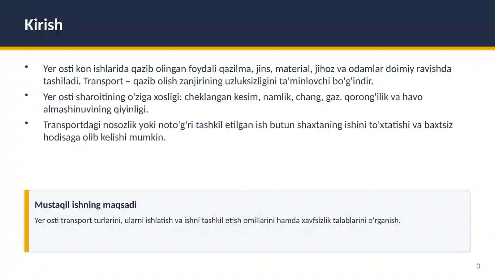 Yer osti transportlarini ishlatish va ishlarni tashkil etish omillari hamda xavfsizlik talablari 3