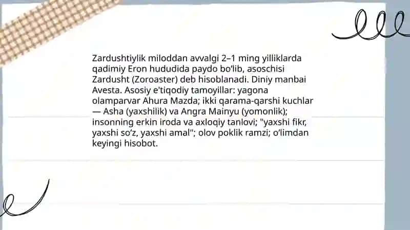 Zardushtiylik dini va uning O‘zbekiston tarixidagi o‘rni 3