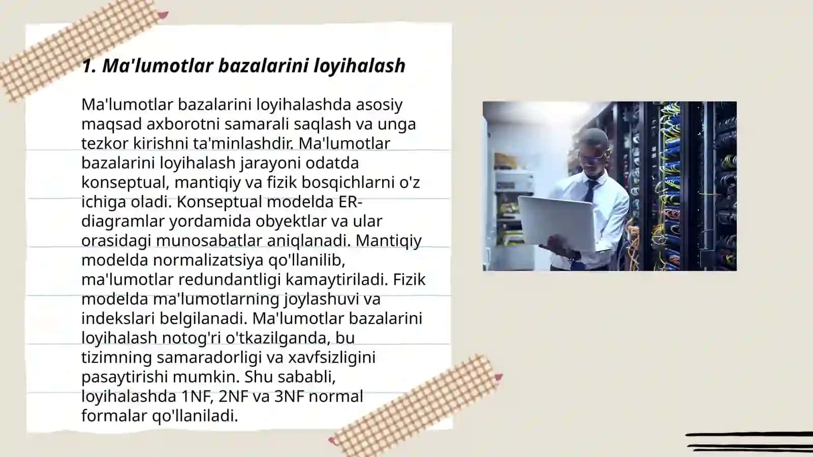 Ma'lumotlar bazalari bilan ishlash texnologiyalari 3