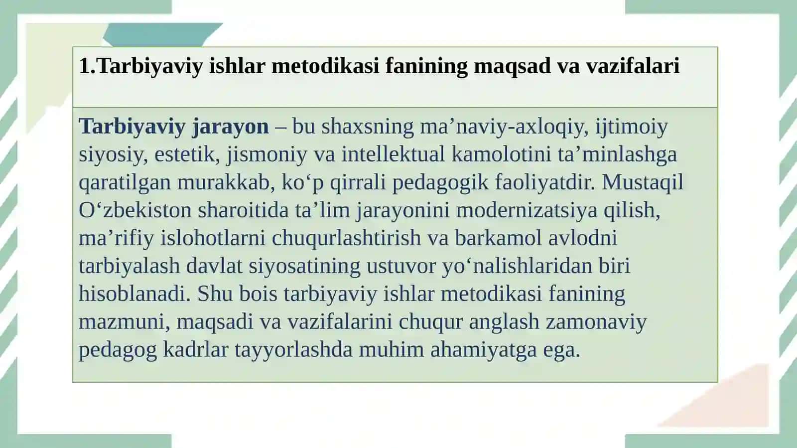 Tarbiyaviy ishlar metodikasi fanining maqsad va vazifalari 3