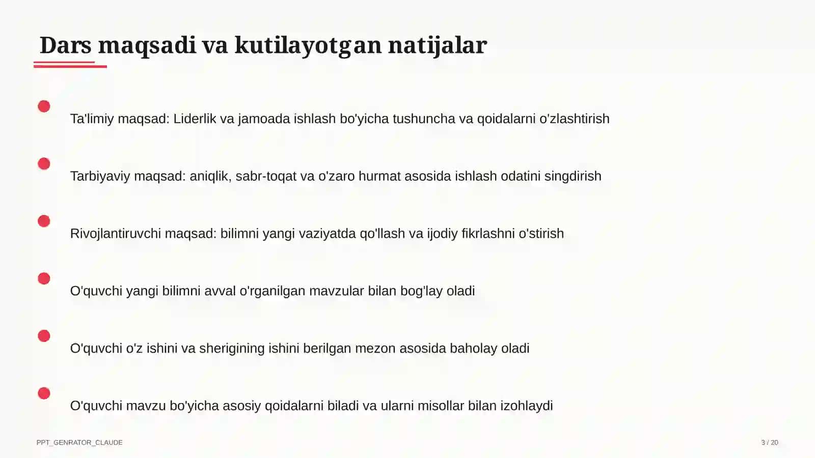 Liderlik va jamoada ishlash (11-sinf) 3