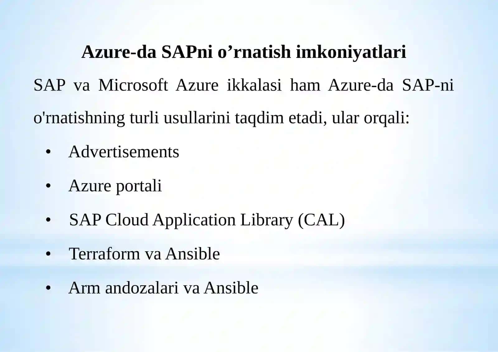 Windows Azure xarakteristikasi, o’rni, imkoniyatlari 3