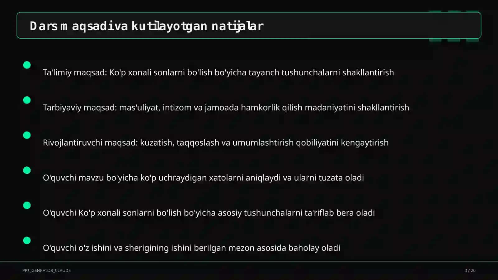 Ko'p xonali sonlarni bo'lish (4-sinf) 3