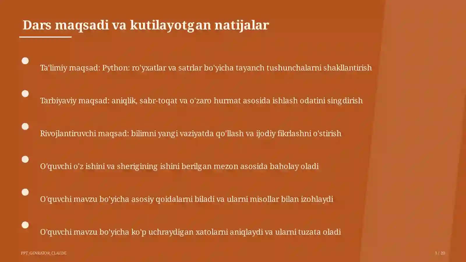 Python: ro'yxatlar va satrlar (9-sinf) 3