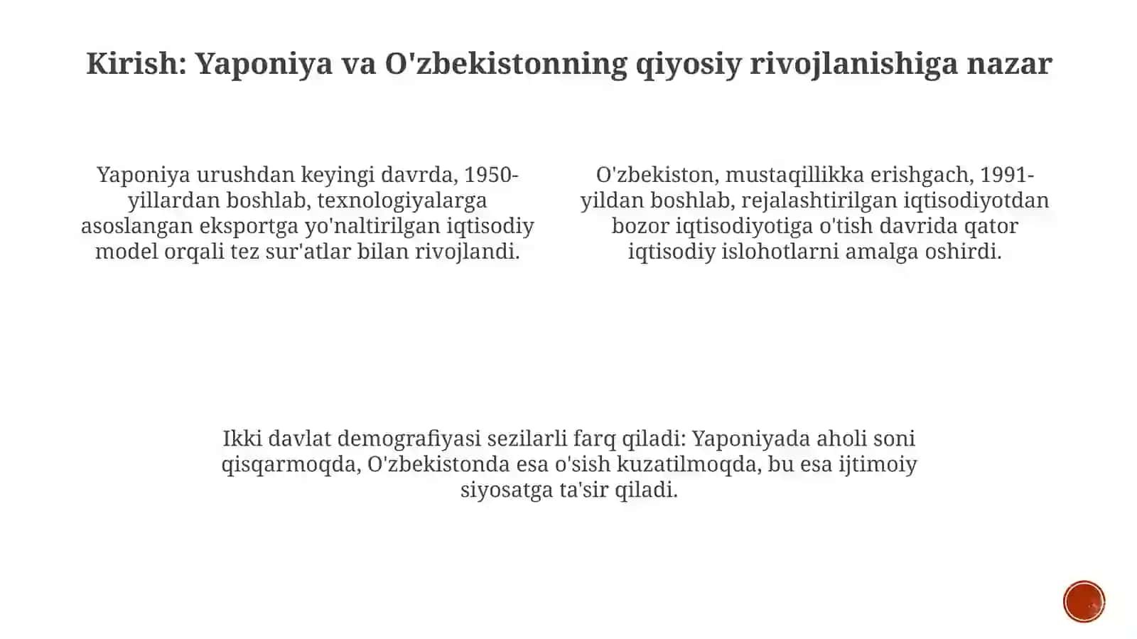 Yaponiya va O'zbekistonning iqtisodiy rivojlanishi: Qiyosiy tahlil 3