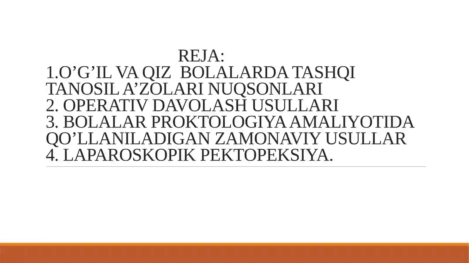 O’G’IL VA QIZ BOLALAR TASHQI TANOSIL A’ZOLARI TUG’MA NUQSONLARI VA OPERATIV DAVOLASH 3