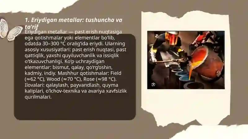 Eriydigan metallar 3