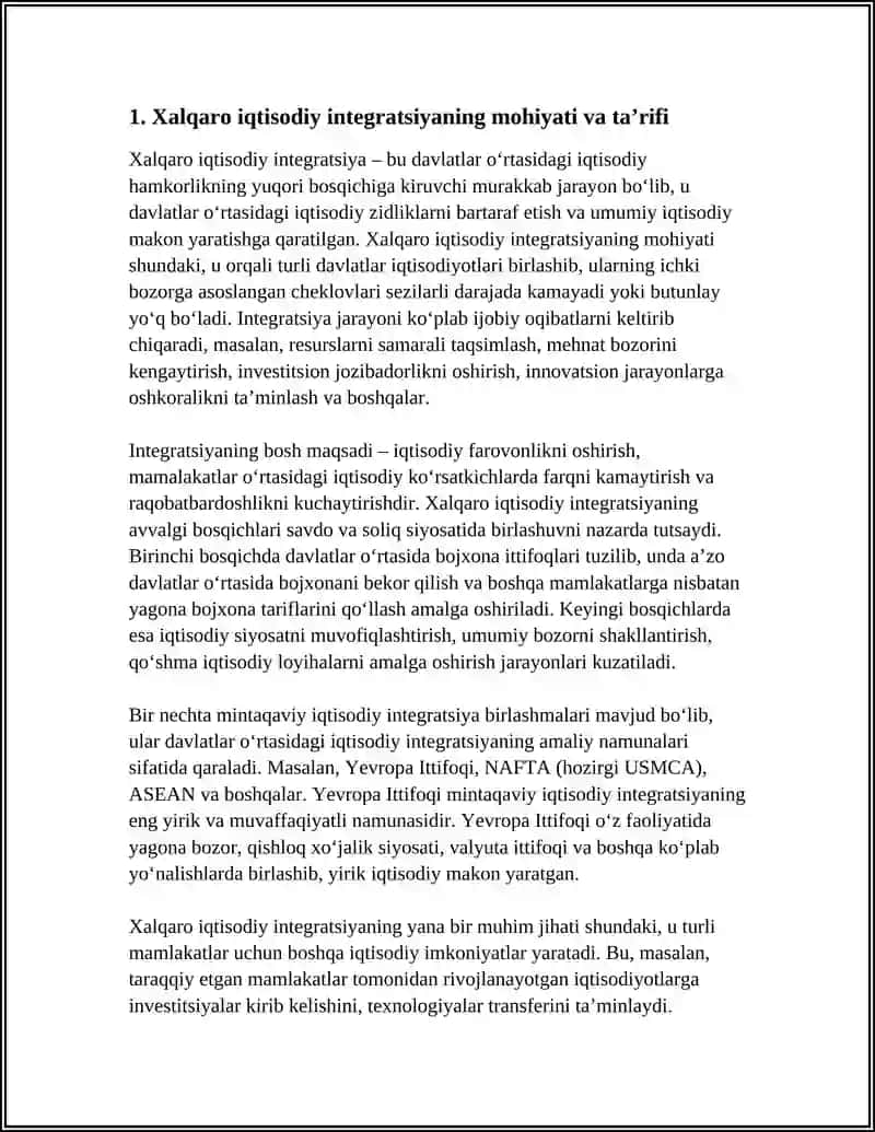 Xalqaro iqtisodiy integratsiyaning mohiyati va taʼrifi 3