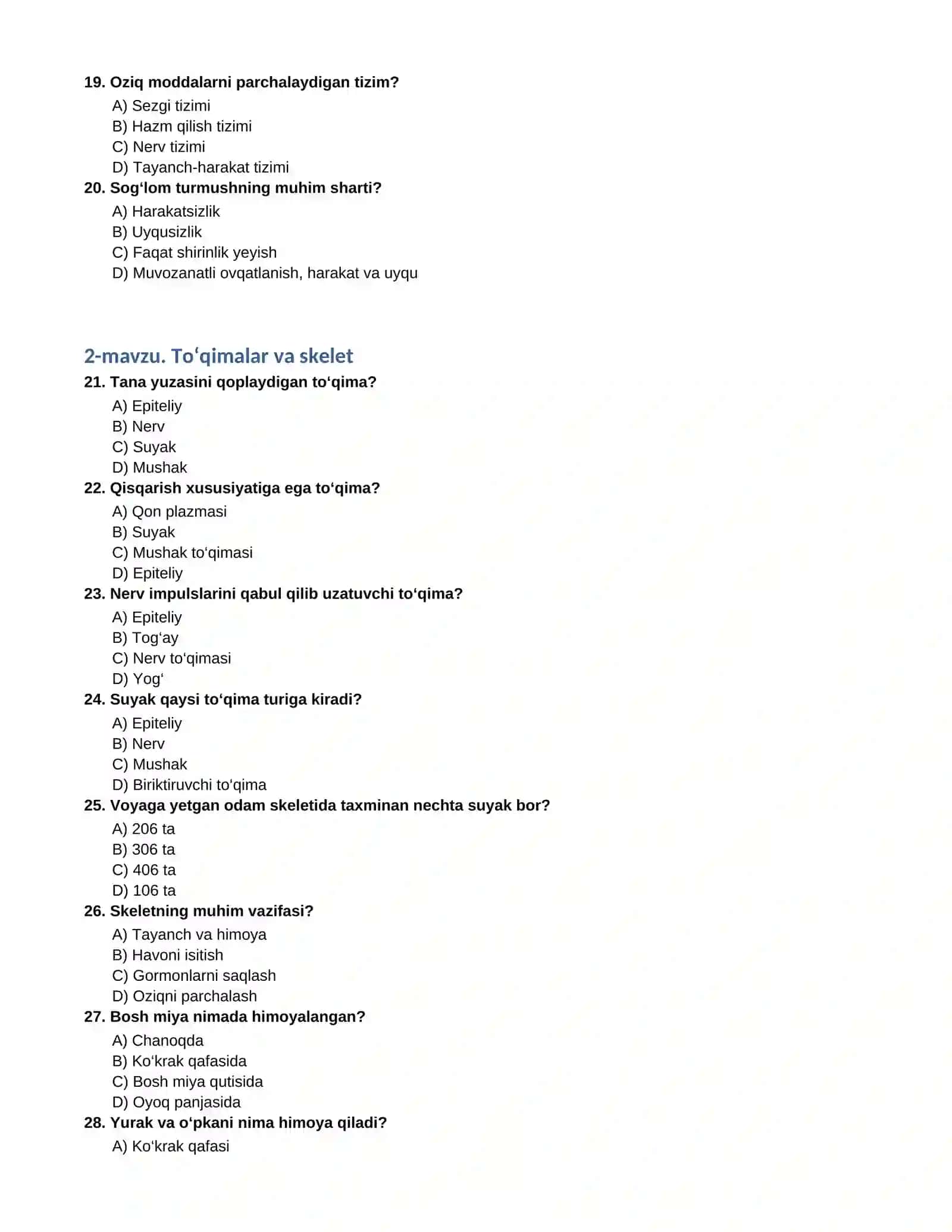 8-SINF BIOLOGIYA 200 TA MAVZULASHTIRILGAN TEST 3