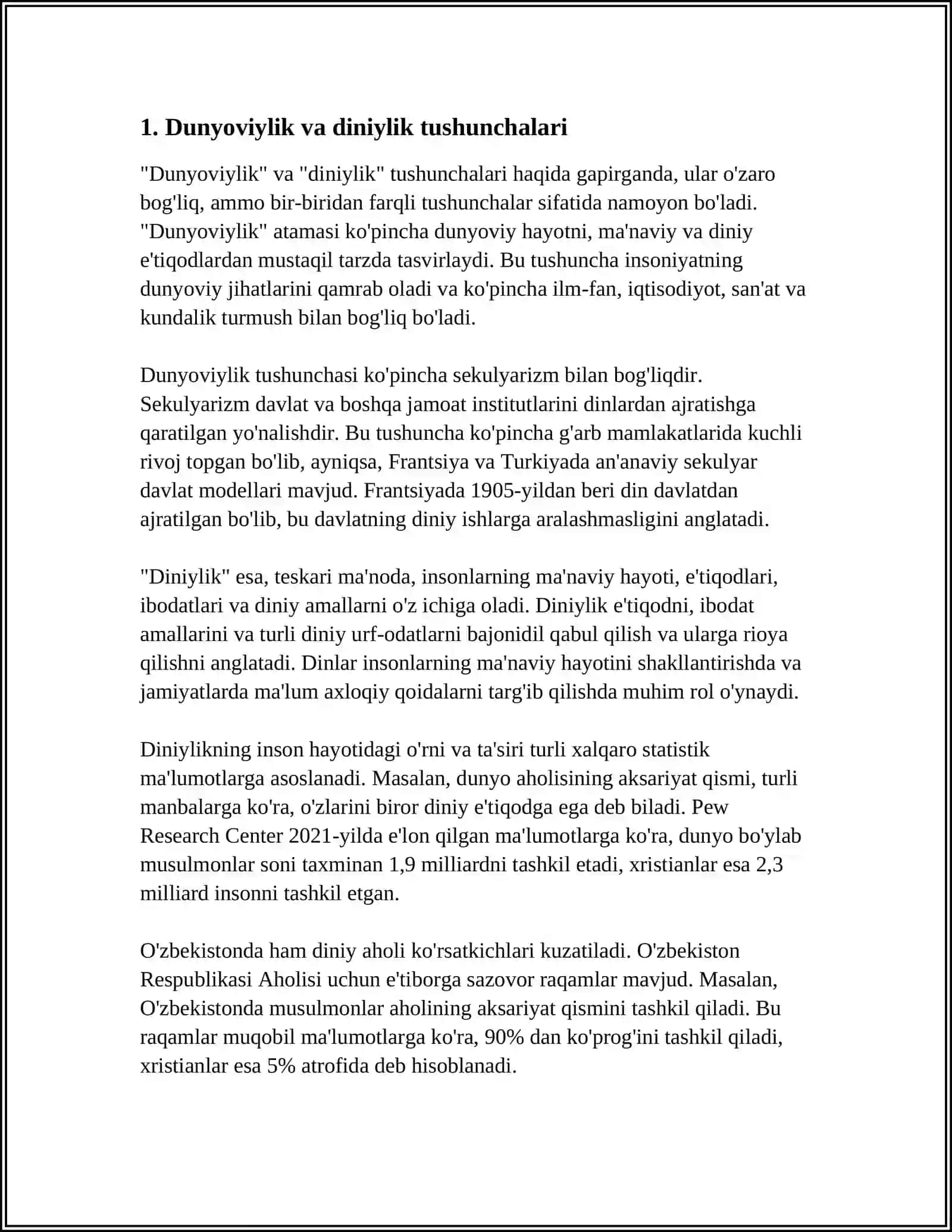 Jamiyat hayotida dunyoviylik va diniylik mutanosibligi 3