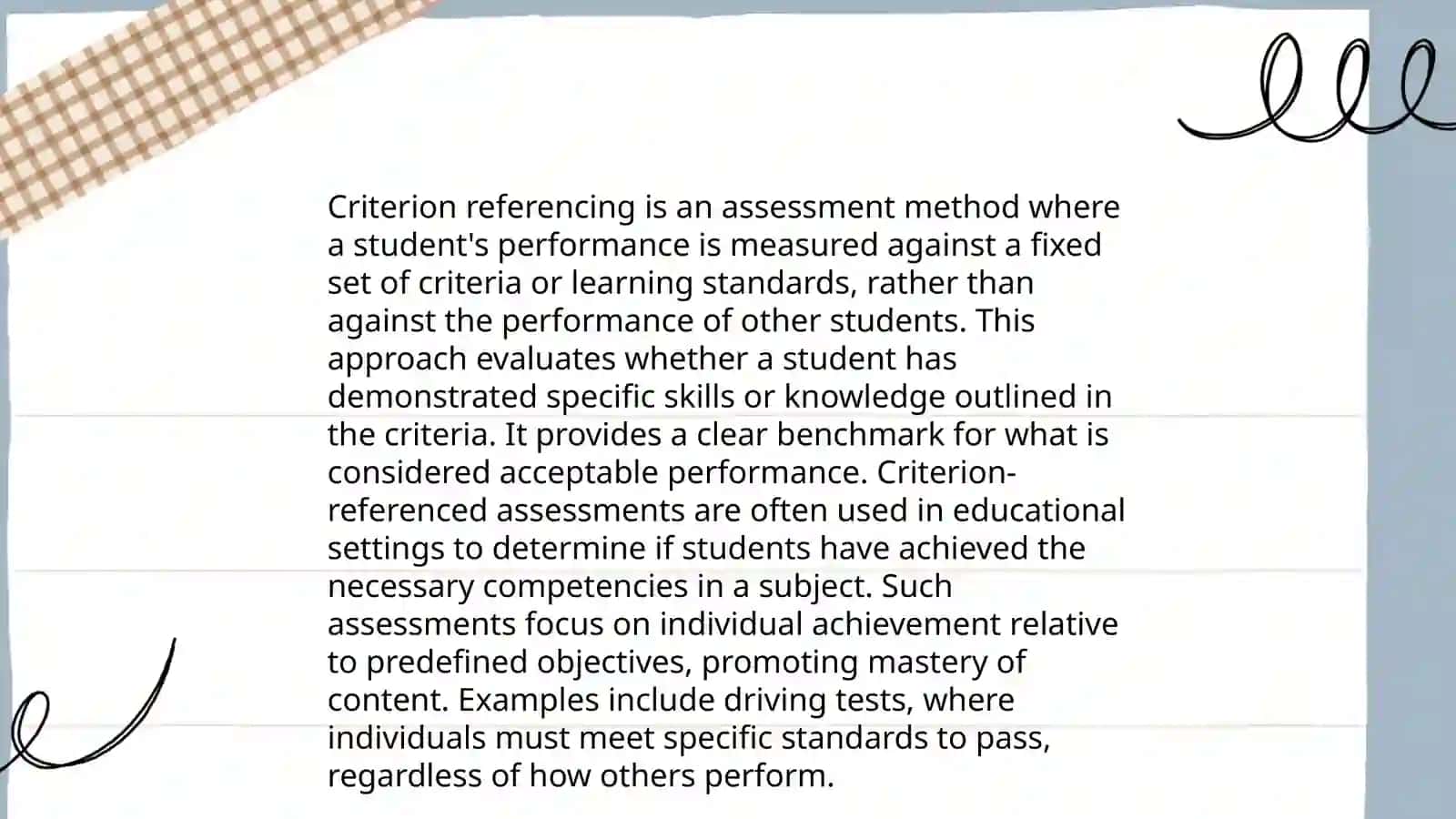 Difference between Criterion referencing and norm referencing 3