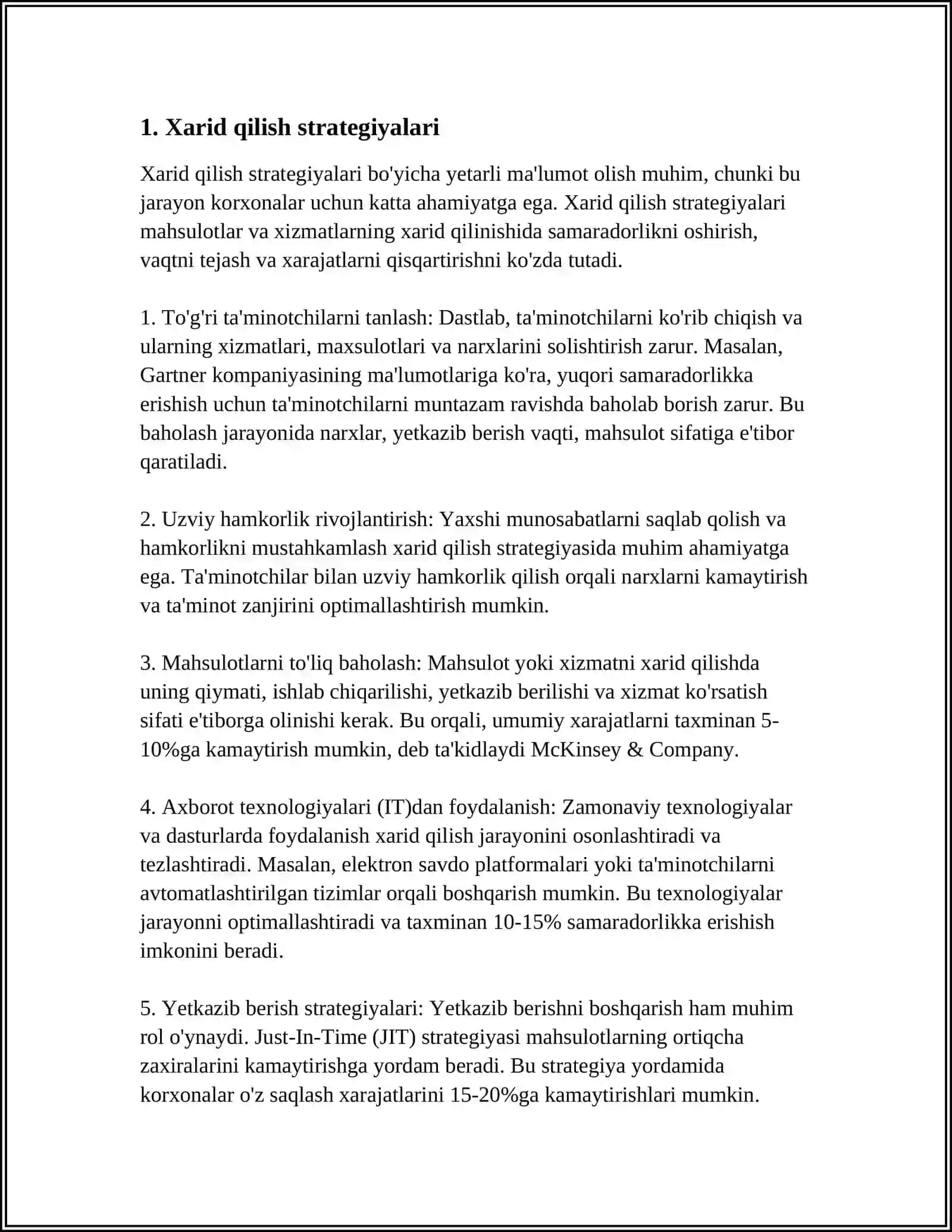 MATERIALLARNI XARID QILISH, SAQLASH VA ISHLAB CHIQARISHGA BERISH HISOBI 3