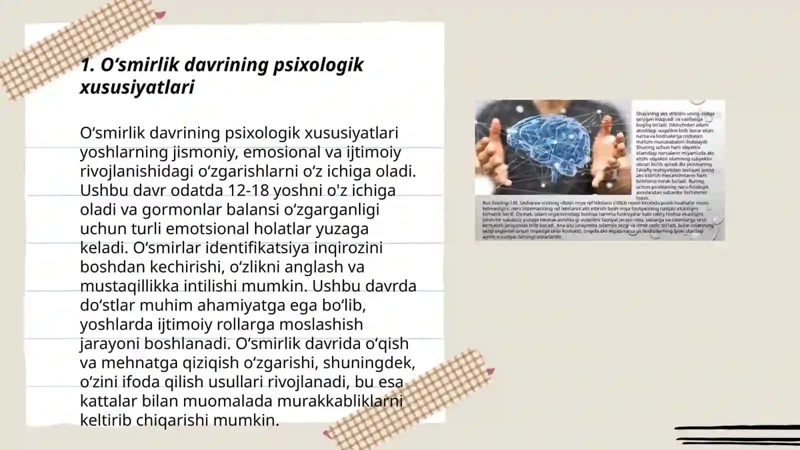 Oʻsmirlik davridagi psixik rivojlanishning umumiy tavsifi 3