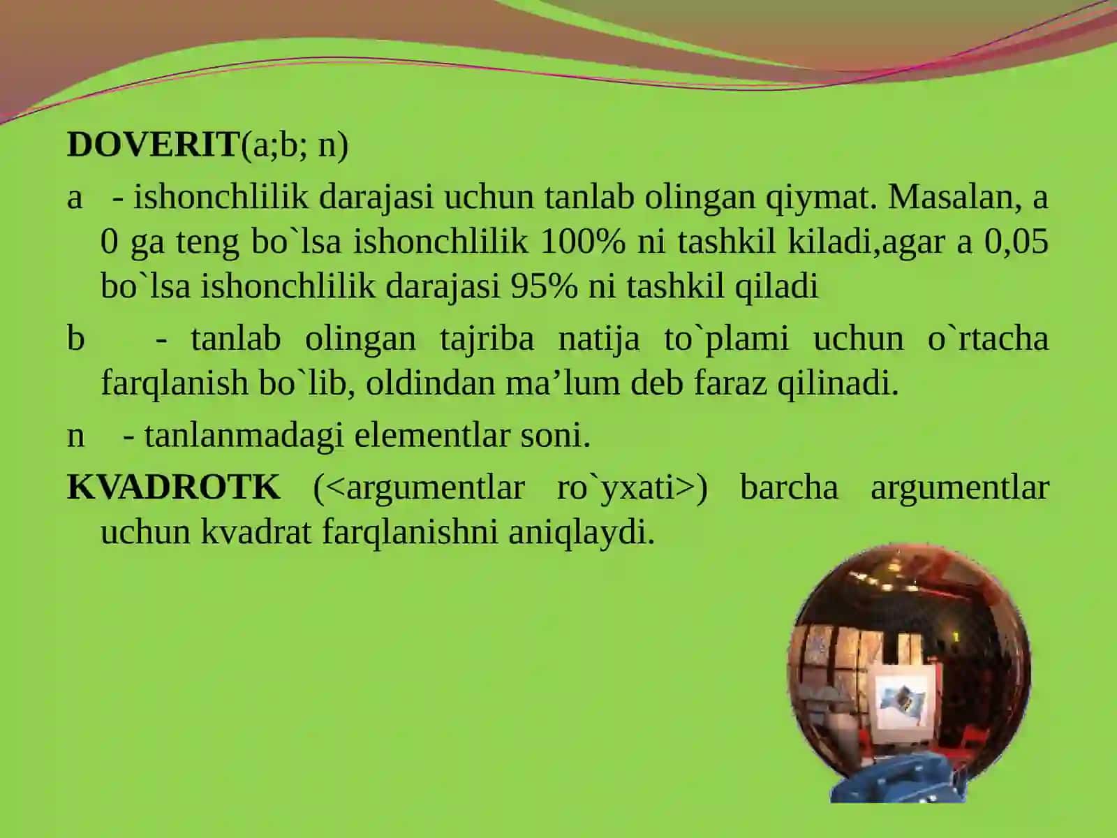 Statistik funksiyalar 3