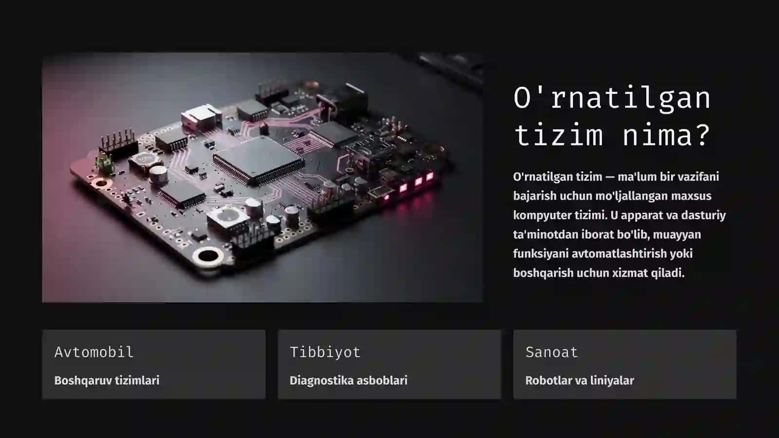 O'rnatilgan tizimlar faniga kirish 3
