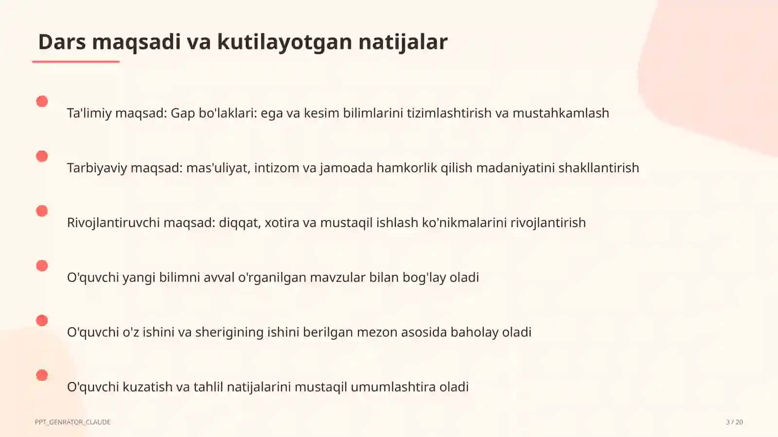 Boshlang'ich sinf: Ona tili va o'qish (1–4) — o'qituvchilar uchun 3