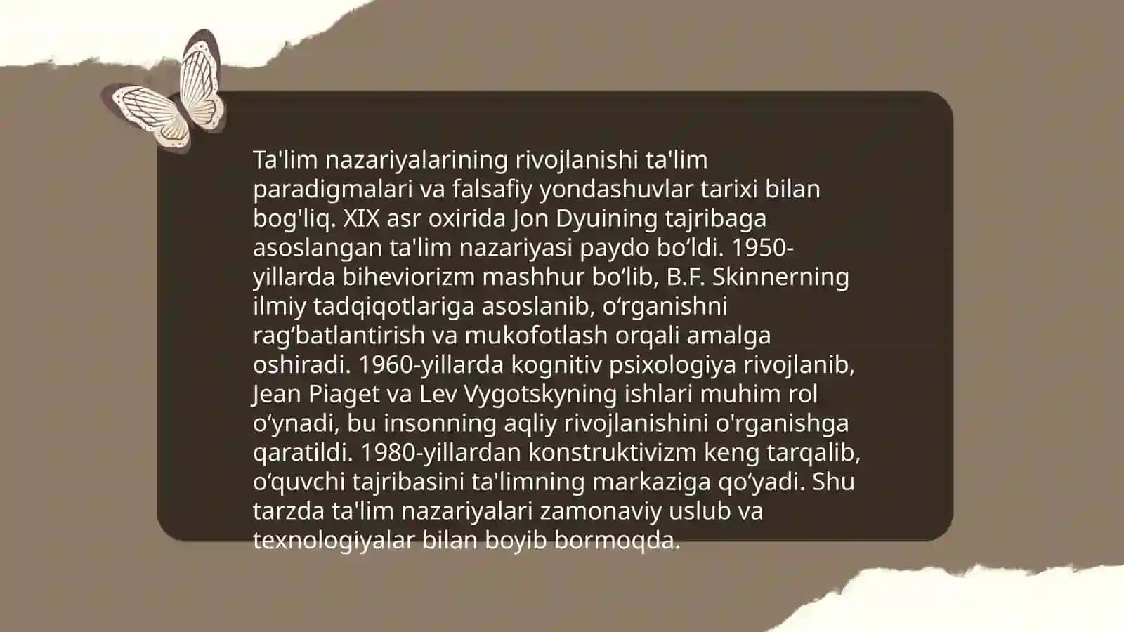 Didaktika talim nazariyasi sifatida. Talim pradigmalari 3