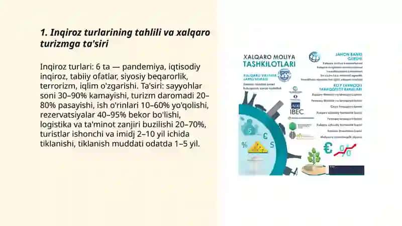Xalqaro turizm sanoati inqiroziga javob berish va xavflarni boshqarish strategiyasi xisoboti 3