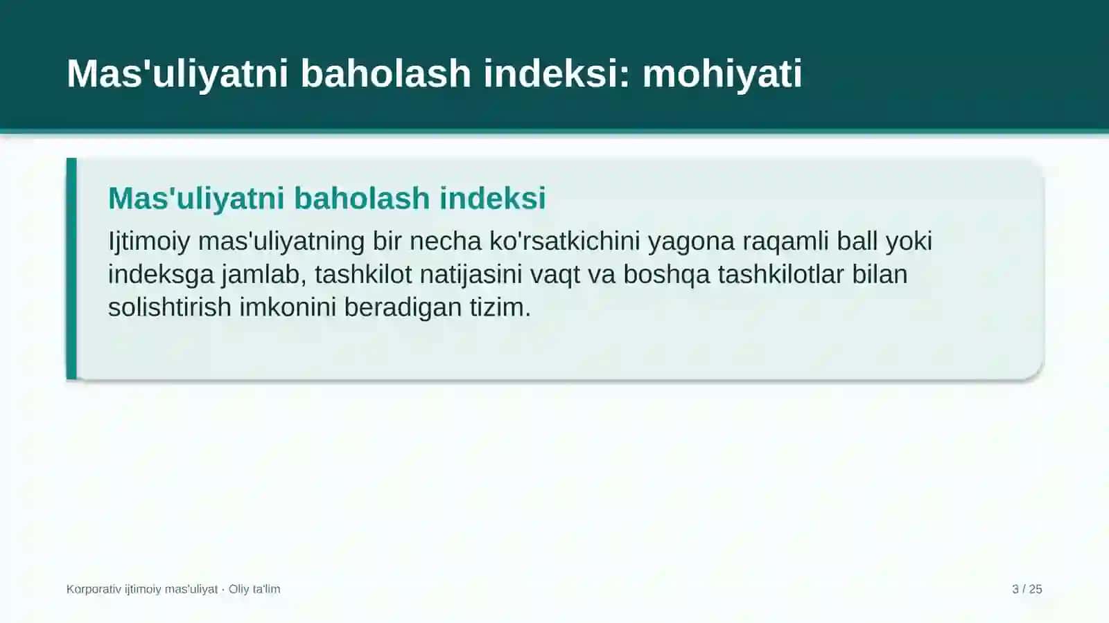 Aviatsiya texnikasini ta'mirlash korxonalarida ijtimoiy mas'uliyatni baholash indeksini joriy etish 3