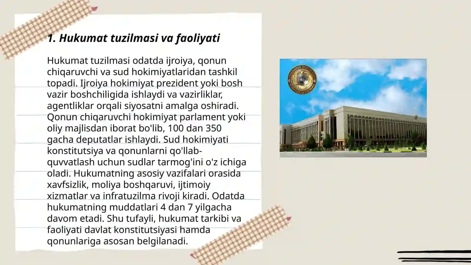 Hukumat tuzilmasi va faoliyati 3