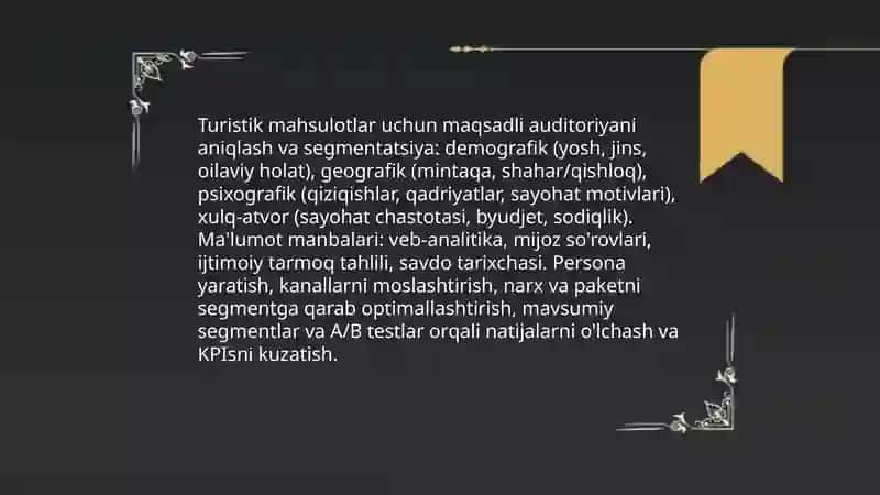 Turistik mahsulotlarni reklama qilish 3