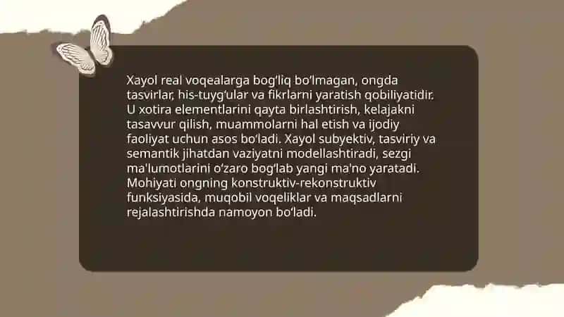 Xayol haqida tushuncha.Xayol jarayonlari va turlari 3