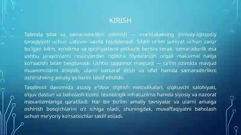 Talimda sifat va samaradorlikni oshirish 3