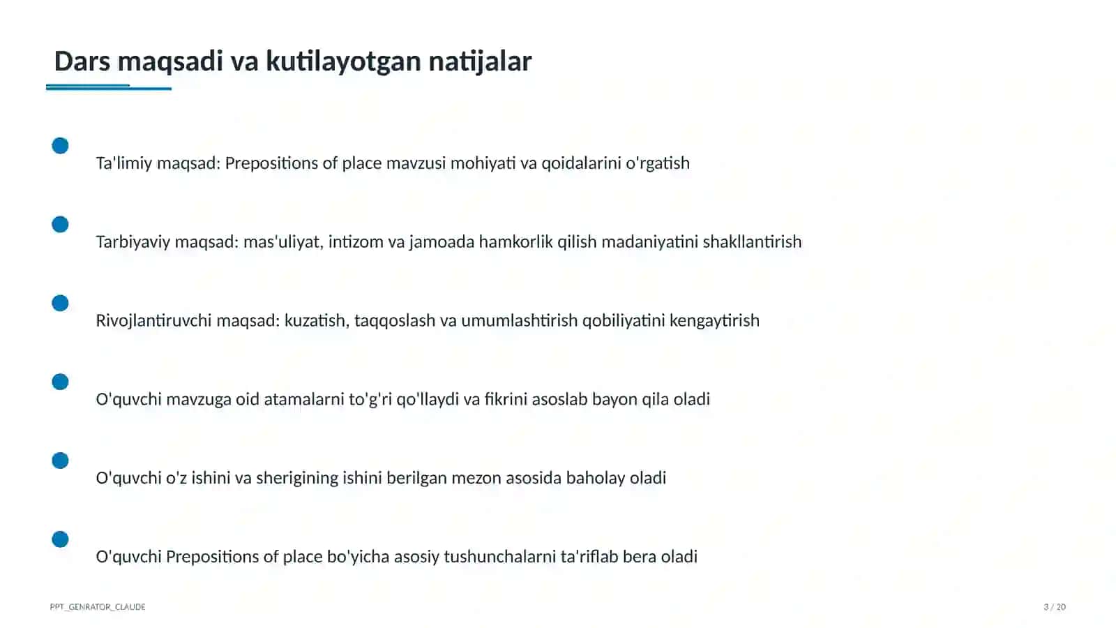 Prepositions of place (4-sinf) 3