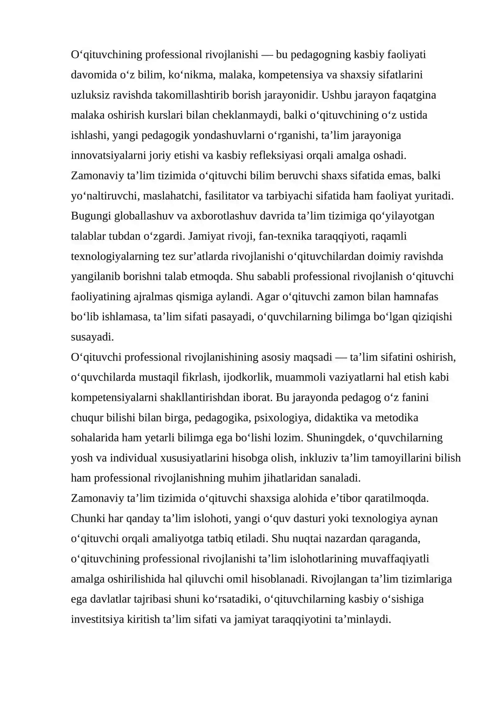 O‘qituvchilarning professional rivojlanish yo‘nalishlari 3