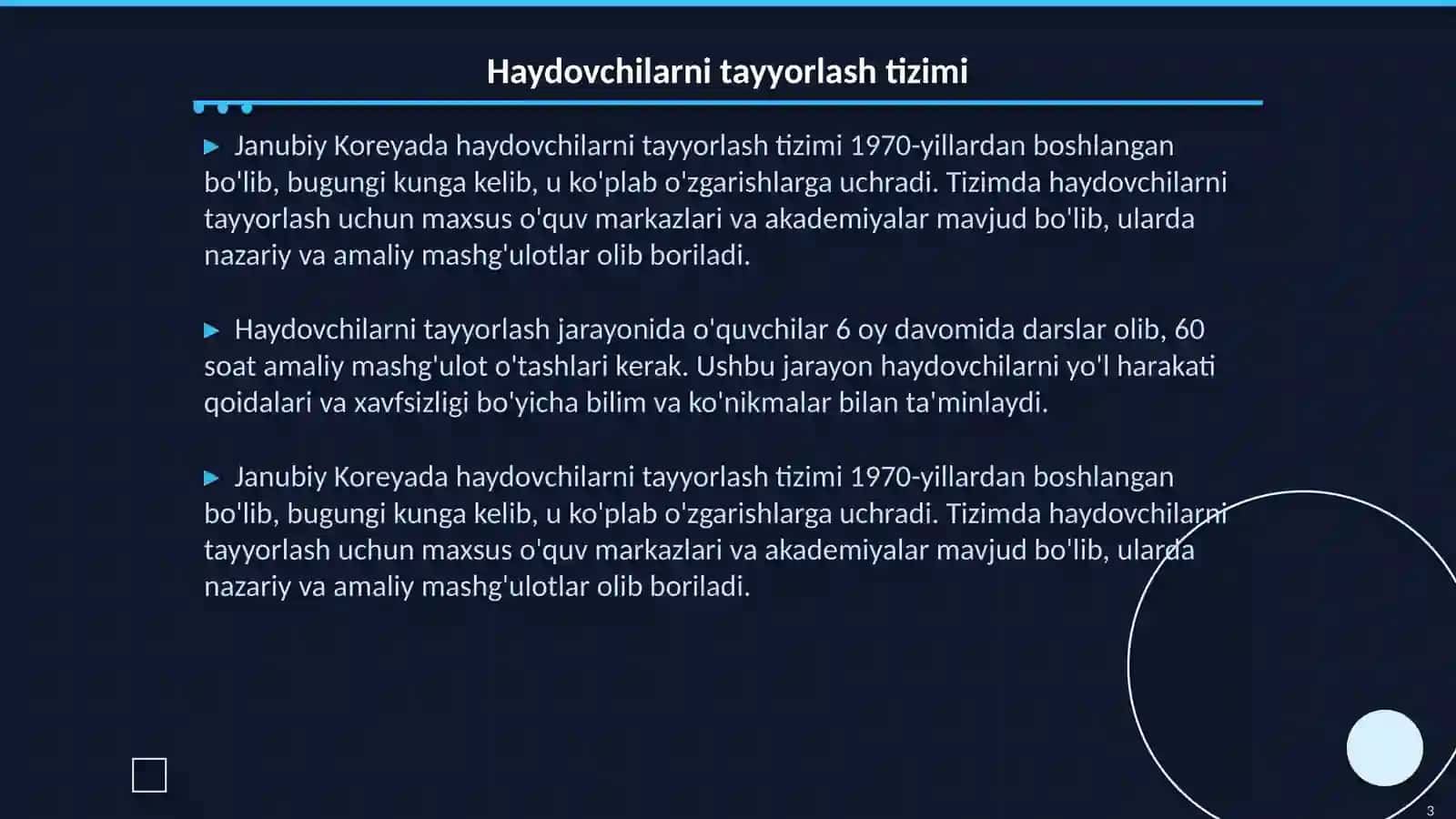 Haydovchilarni tayyorlash tizimi va qonunchilik asoslari 3