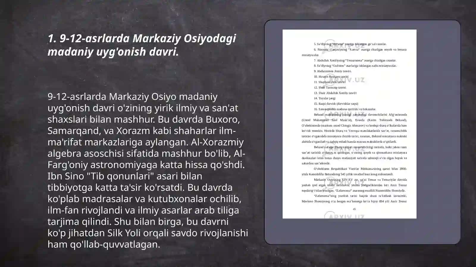 Buyuk allomalarning jahon svilizatsiyasiga qoshgan hissasi mavzuga oid video materiallar tayyorlash 3