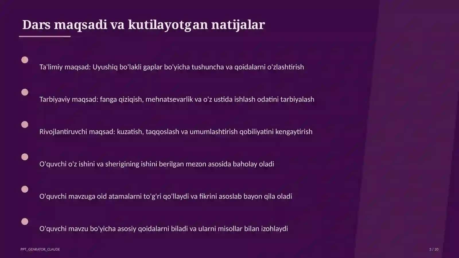 Uyushiq bo'lakli gaplar (4-sinf) 3