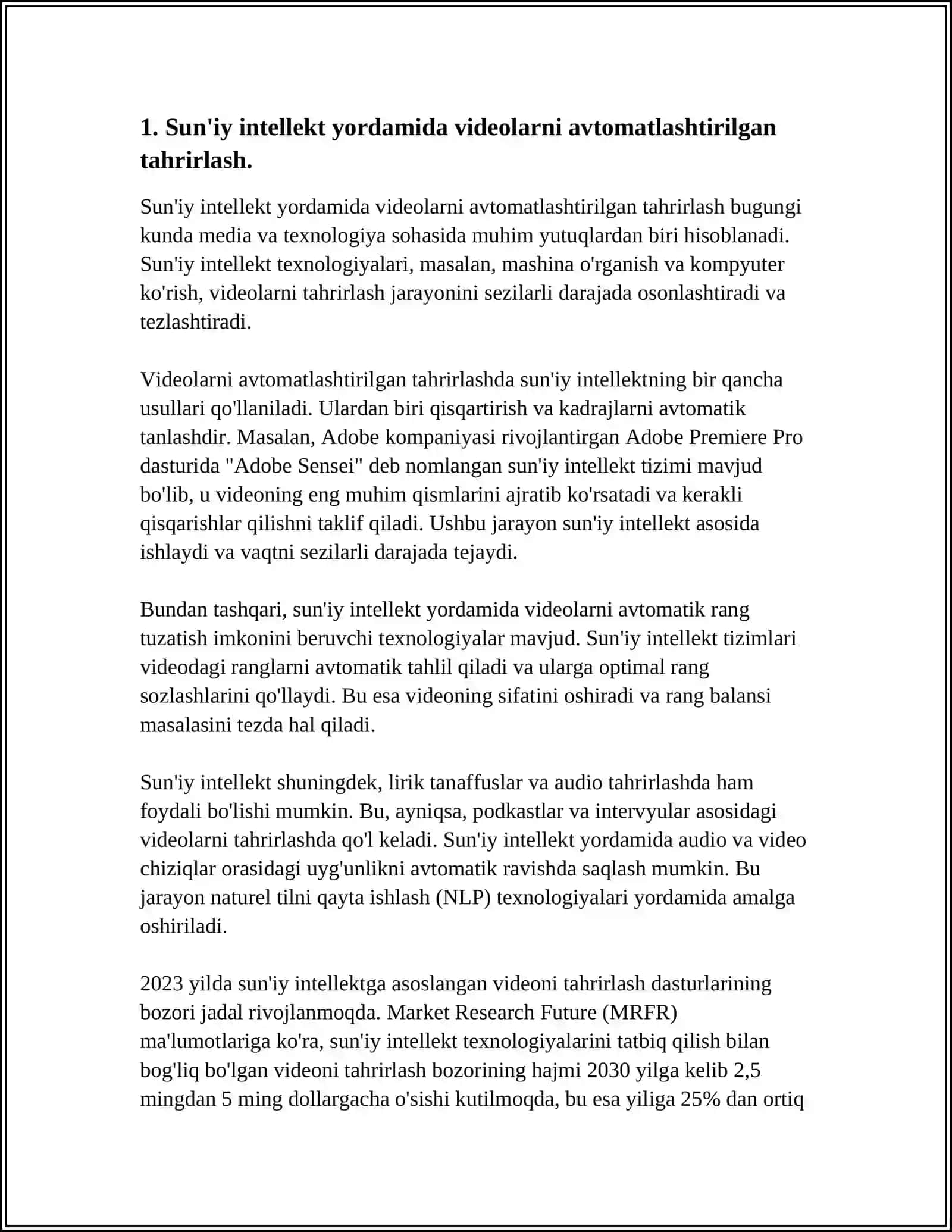 SUNIY INTELEKT ADOBE YORDAMIDA VIDEO MALUMOTLARNI TAHRIRLASH 3