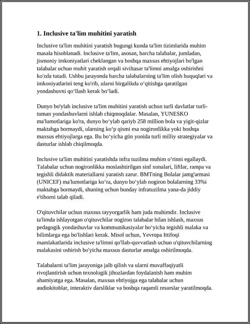TA'LIM TASHKILOTLARIDA ALOHIDA YORDAMGA MUHTOJ BOLALARNI TA'LIM OLISHINI QOLLAB QUVVATLASH TEXNOLOGIYALARI 3
