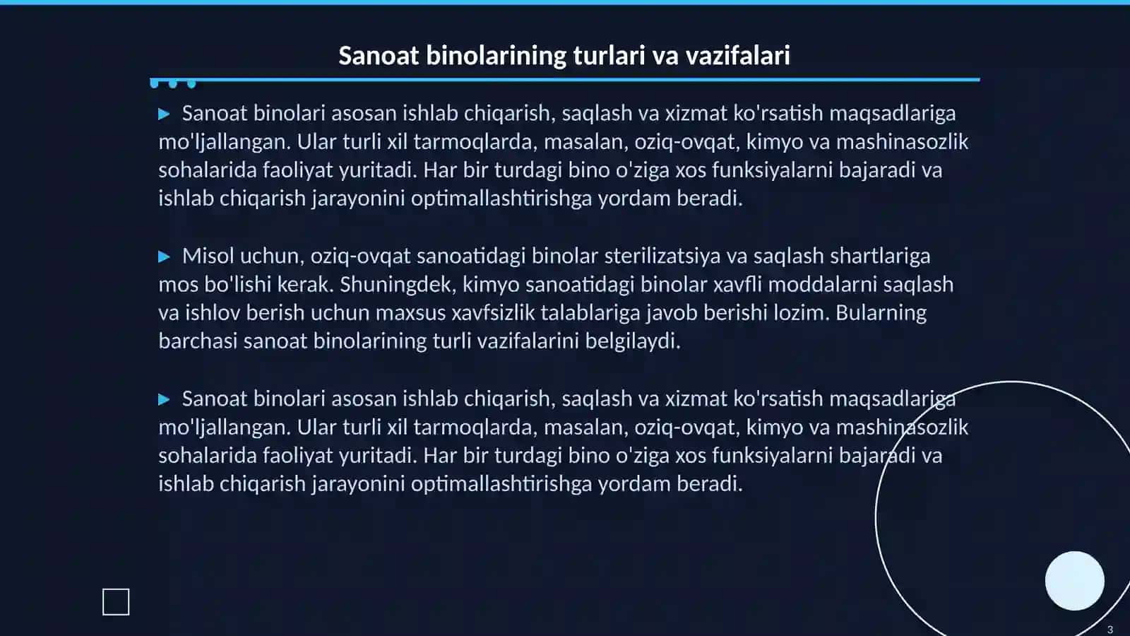 Sanoat binolariga qo’yiladigan asosiy talablar 3
