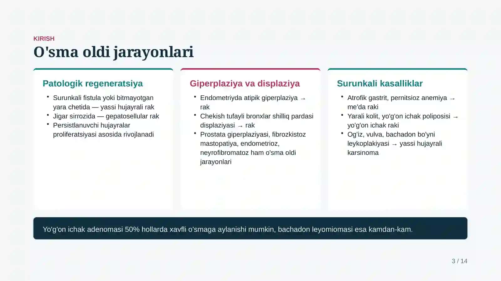 PATOLOGIK ANATOMIYA · ONKOMORFOLOGIYA 3