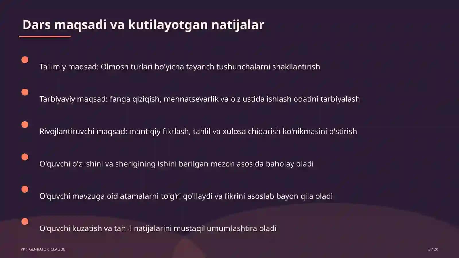 Olmosh turlari (6-sinf) 3