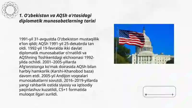 O'zbekiston Respublikasining Amerika Qo'shma Shatatlari bilan aloqalari 3